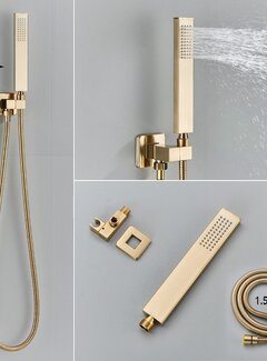 VALISA Luxe inbouw handdouche waterbesparende handdouchekop zwart messing geborsteld goud