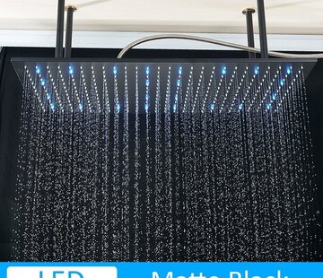 VALISA Luxe zwart met LED 80cm x 40cm regendouche douchekop plafond gemonteerde regendouche
