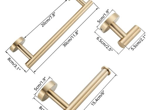VALISA Badkamer Set Handdoek wcrol en Kleding Haak Badkamer Accessoires goud