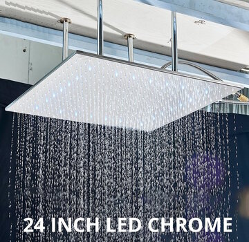 VALISA Luxe vierkante regen stort douche 60x60 cm groot met LED chroom