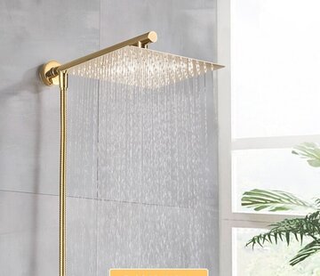 VALISA Regendouche met wand arm en 150cm doucheslang goud 25cm