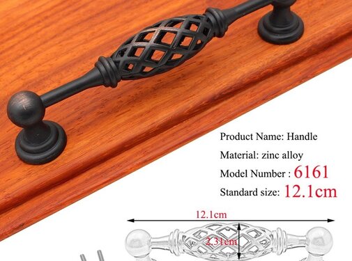 VALISA Retro Vogelkooi handvat kast knoppen lade garderobe kast antieke 6161E-Zwart/Koper