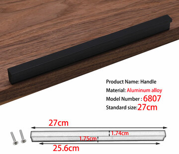 VALISA Design minimalistische meubel greep handvat kast lade handgrepen mat zwart 25.6cm