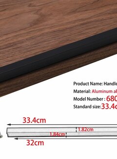 VALISA Design minimalistische meubel greep handvat kast lade handgrepen mat zwart 32cm