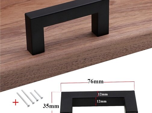 VALISA Modern zwart handvat vierkante kast lade meubelbeslag RVS keuken 76mm