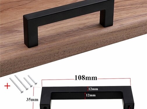 VALISA Modern zwart handvat vierkante kast lade meubelbeslag RVS keuken 108mm