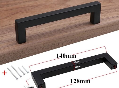 VALISA Modern zwart handvat vierkante kast lade meubelbeslag RVS keuken 140mm