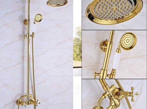 VALISA Gepolijst gouden regendouche 20cm set bad douchekraan type A Retour Deal