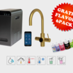 Unito Unito Infinity 6-in-1 kokend water kraan Orbit Cosmos Rond Goud met Juice-bar en LCD + GRATIS FLAVOR 6PACK