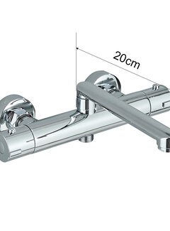 VALISA Thermostaat wandkraan chroom met uitloop handdouche aansluiting chroom 20cm