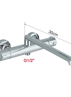 VALISA Thermostaat wandkraan chroom met uitloop handdouche aansluiting chroom 30cm