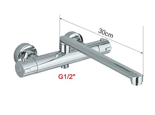VALISA Thermostaat wandkraan chroom met uitloop handdouche aansluiting chroom 30cm