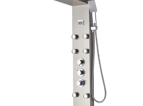 VALISA Thermostaat douche paneel met massagejets uitloop en temp display nikkel
