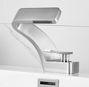VALISA Sale | Luxe design wastafel waterval mengkraan nikkel geborsteld modern