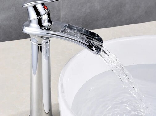 VALISA Chroom waterval wastafel uitloop Mengkraan hoog