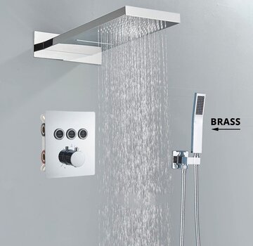 VALISA Luxe inbouw waterval regendouche met thermostaat en handdouche chroom