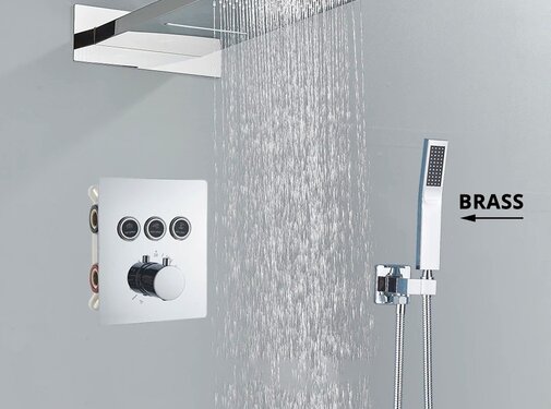 VALISA Luxe inbouw waterval regendouche met thermostaat en handdouche chroom