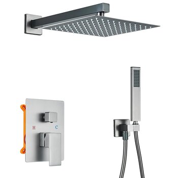 VALISA Gun Metal 2weg inbouw regen douche set mengkraan 20cm douchekop