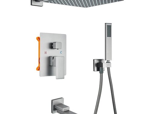 VALISA Gun Metal 3weg inbouw regen douche set mengkraan 20cm douchekop