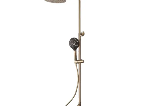 VALISA Thermostaat regendoucheset geborsteld goud 25 cm douchekop en ronde handdouche