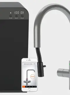 Unito Infinity 5 in 1 RVS rond pulldown bruisend, gekoeld. warm, koud of kokend water kraan