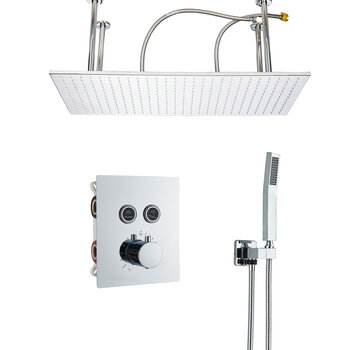 VALISA Plafond regendouche 80x40cm met 2-Weg inbouwkraan thermostaat kraan en handdouche