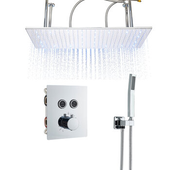 VALISA Plafond LED regendouche 80x40cm met 2-Weg inbouwkraan thermostaat kraan en handdouche