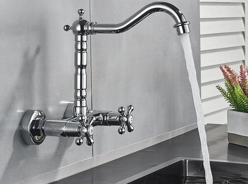 VALISA Hoge wand mengkraan chroom dubbel handvat met draaibare uitloop