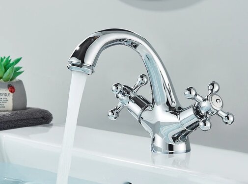 VALISA Wastafel kraan gekruiste handvatten gepolijst chroom