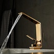Bekijk hier onze : VALISA Design wastafel waterval kraan met smalle hoge uitloop gepolijst goud