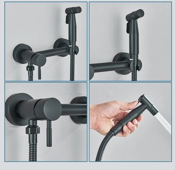 VALISA Bidet handdouche mengkraan met rond bidet handdouche zwart