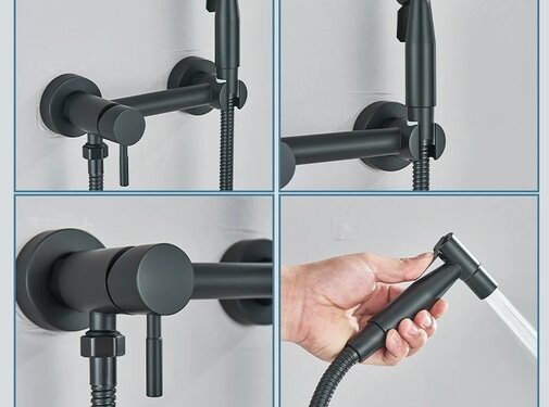 VALISA Bidet handdouche mengkraan met rond bidet handdouche zwart
