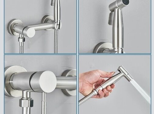 VALISA Bidet handdouche mengkraan met rond bidet handdouche geborsteld nikkel