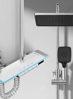 VALISA Luxe modern design thermostaat douche set met digitaal display wit met chroom