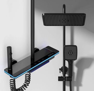VALISA Luxe modern design thermostaat douche set met digitaal display mat zwart
