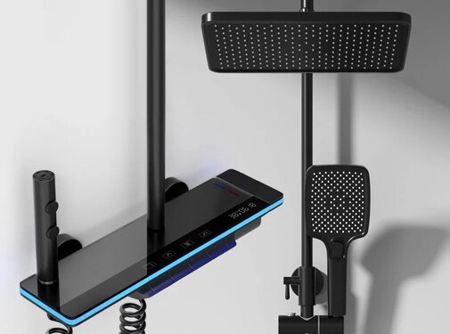 VALISA Luxe modern design thermostaat douche set met digitaal display mat zwart