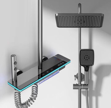 VALISA Luxe modern design thermostaat douche set met digitaal display gun metal
