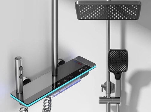 VALISA Luxe modern design thermostaat douche set met digitaal display gun metal