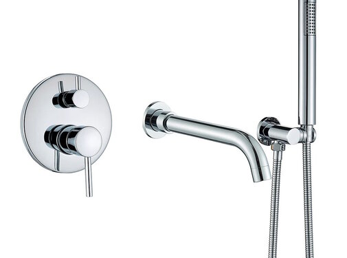 VALISA Rond design badkamer 2-weg mengkraan met bad uitloop en hand douche set chroom