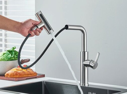 VALISA Keramische keukenmengkraan uittrekbare brede spoelkop met 2 standen