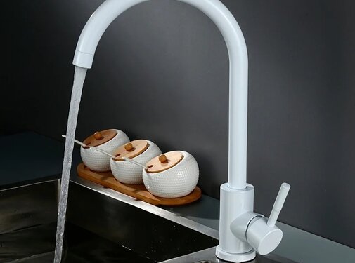 VALISA Basic keuken mengkraan strak design gebogen uitloop wit