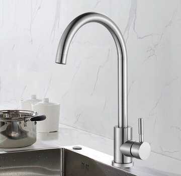VALISA Basic keuken mengkraan strak design gebogen uitloop geborsteld nikkel
