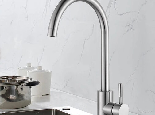VALISA Basic keuken mengkraan strak design gebogen uitloop geborsteld nikkel