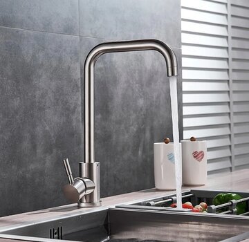 VALISA Basic keuken mengkraan strak design hoek uitloop geborsteld nikkel