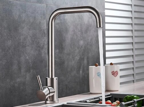 VALISA Basic keuken mengkraan strak design hoek uitloop geborsteld nikkel