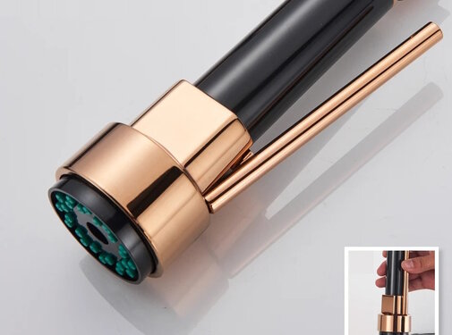 VALISA Rose gouden zwart keuken kraan sproeikop