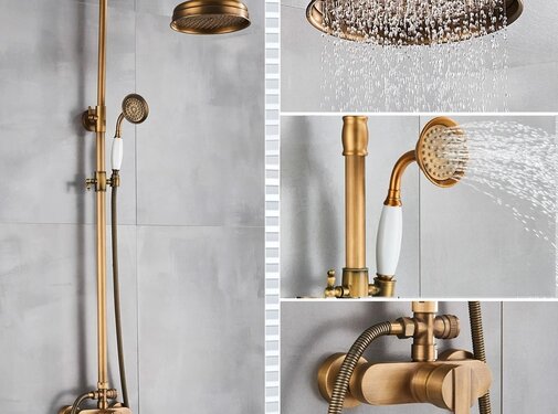 VALISA Antiek Messing regendouche douche set type ANNA-A