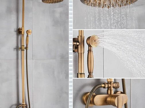 VALISA Antiek Messing regendouche douche set type ANNA-B