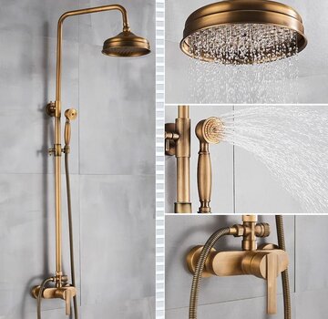 VALISA Antiek Messing regendouche douche set type ANNA-C