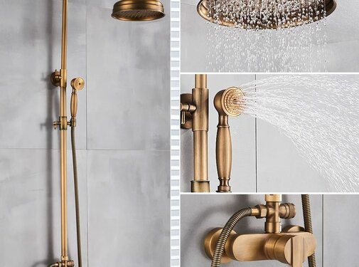 VALISA Antiek Messing regendouche douche set type ANNA-C